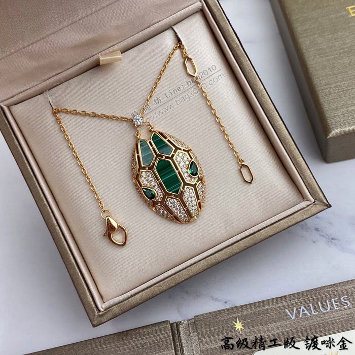 Bvlgari飾品 寶格麗天然孔雀石蛇項鏈  zgbq3127